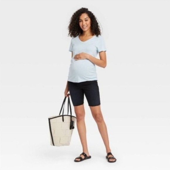 Over Belly Bermuda Maternity Jean Shorts -Isabel Maternity by Ingrid & Isabel 16 - Picture 3 of 17